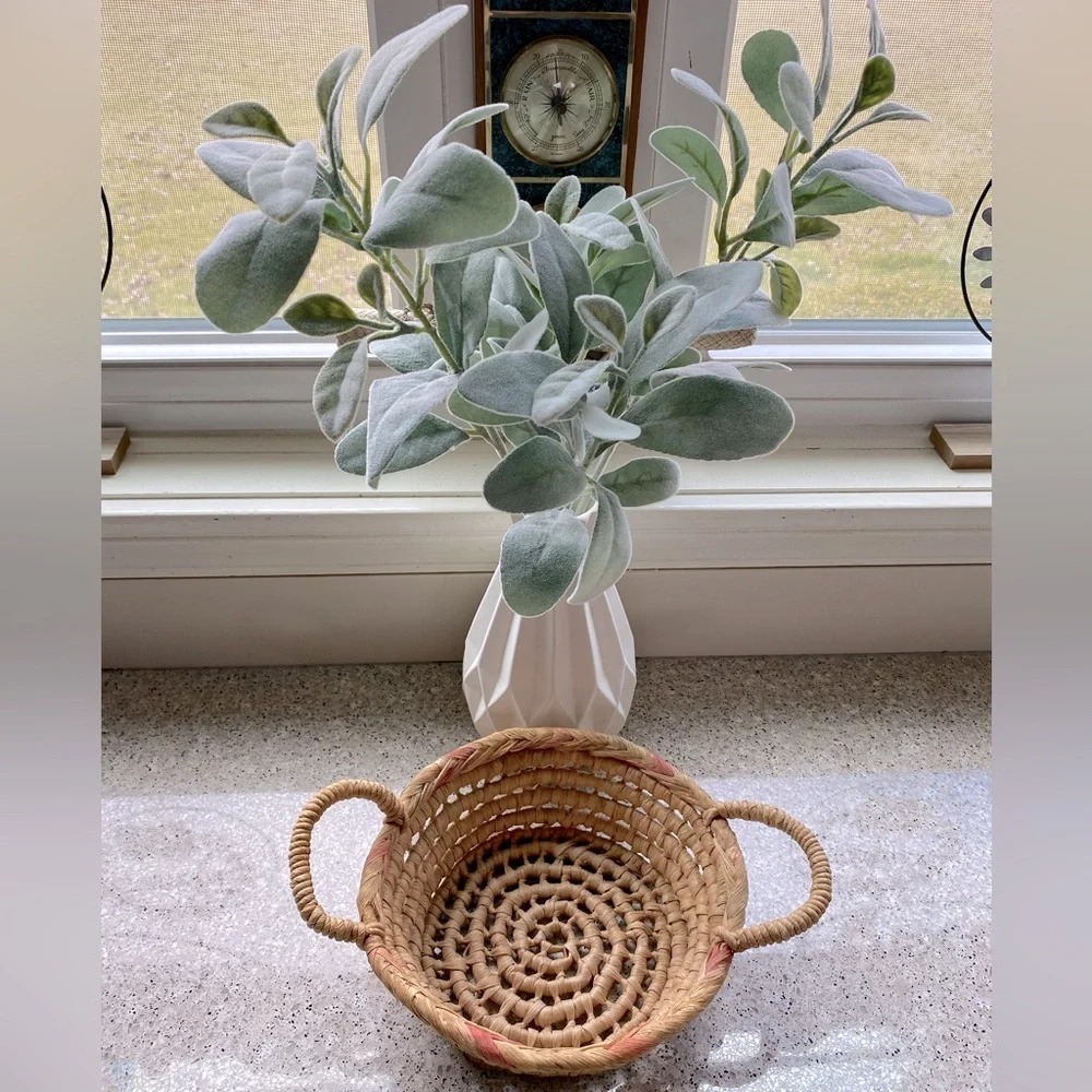 Vintage Hand Woven Basket With Handles